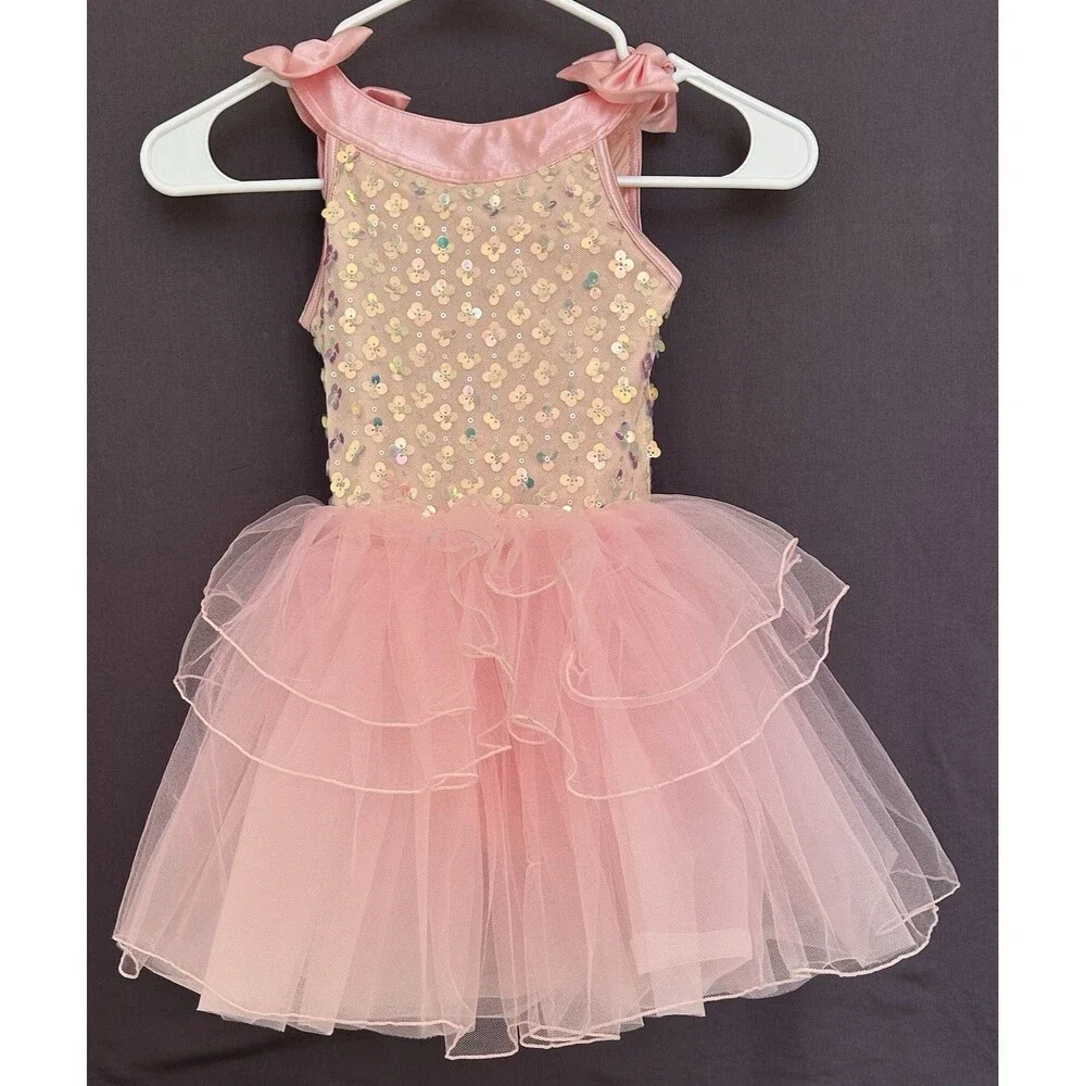 NWOT Weissman Girls Pink Sequin Tutu Dance Dress Costume SC 14385